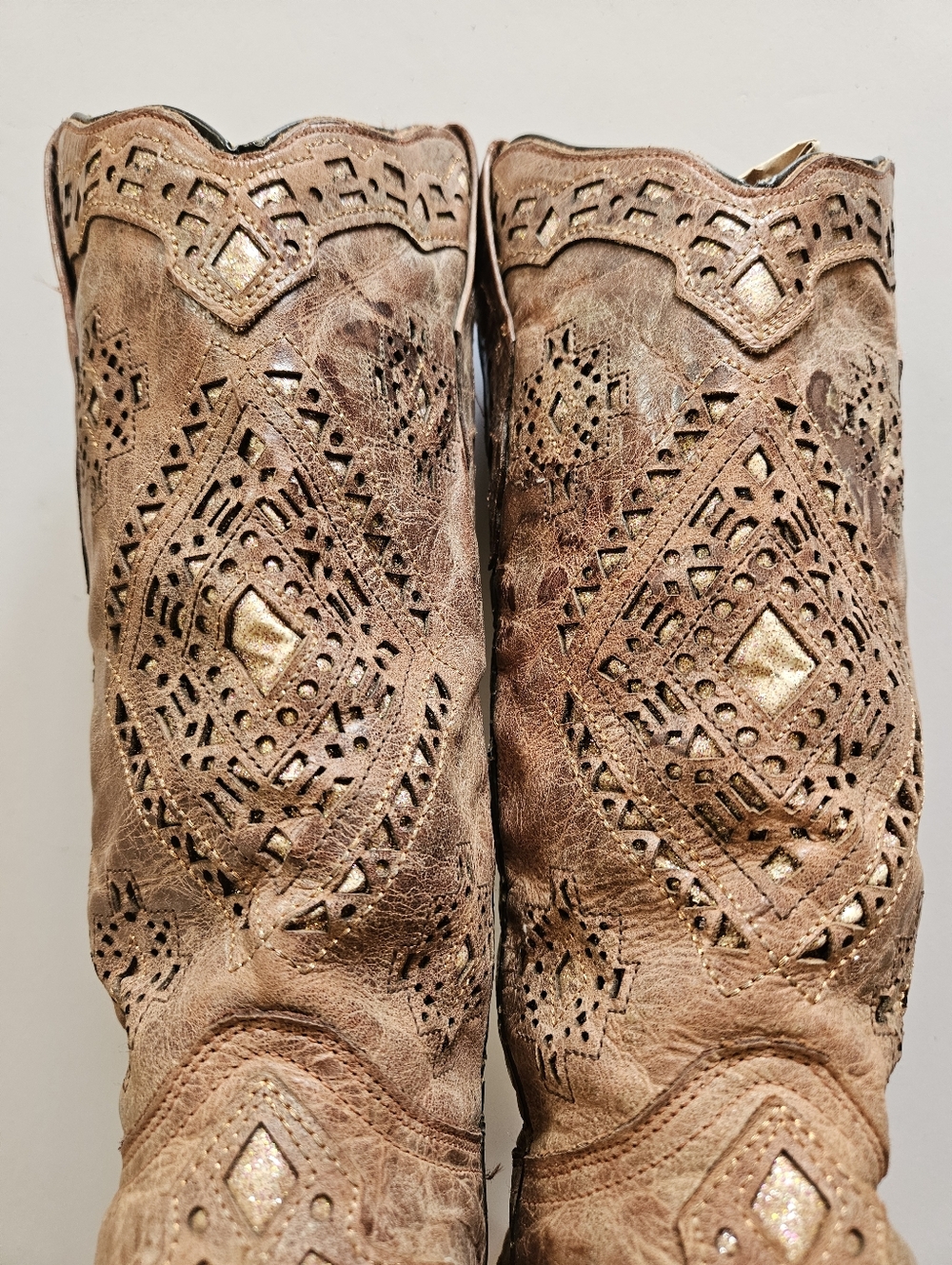 Corral Women's Glitter Inlay Western Boots Snip Toe Cognac, Size 6.5 - Picture 7 of 14